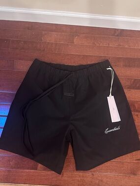Essentials Men’s Black Logo Swim/Active Shorts